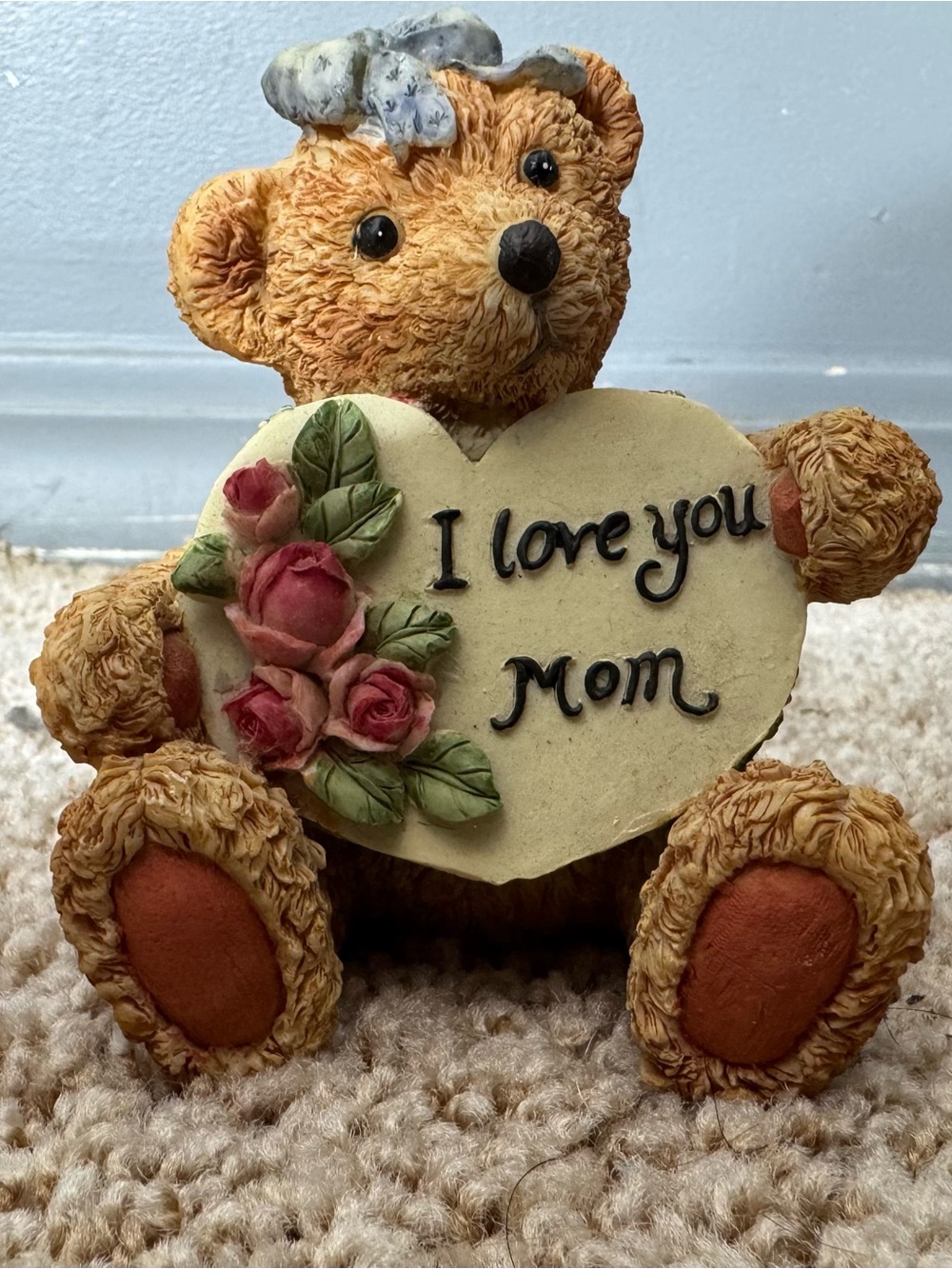 “I Love You Mom" Ceramic Resin Bear